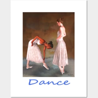 Two dancers women girls standing offstage Posters and Art